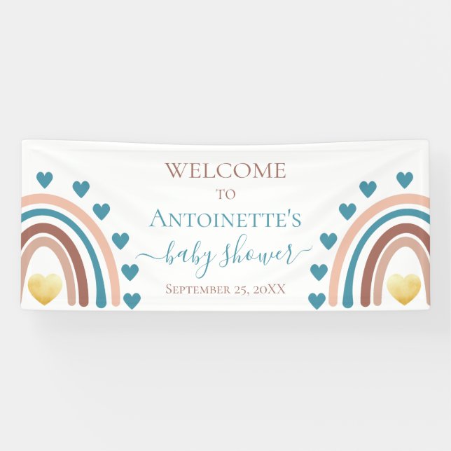 Lona Banner de Baby Shower del Personalizado arcoiris B (Horizontal)