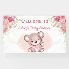 Lona Banner de Baby Shower del Personalizado de flores 
