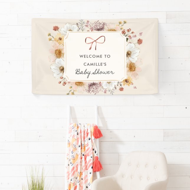 Lona Banner de Baby Shower del Rustic Wildflower Garden (In situ)