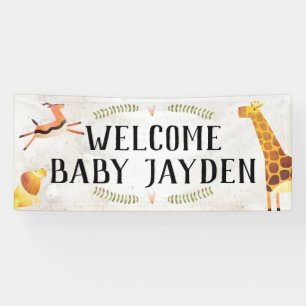 Lona Banner de Baby Shower del Safari de la selva