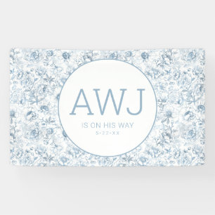 Lona Banner de Baby Shower Dusty Blue Chinoiserie