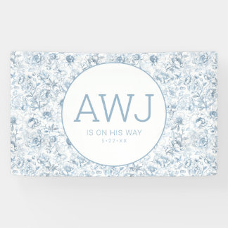 Lona Banner de Baby Shower Dusty Blue Chinoiserie