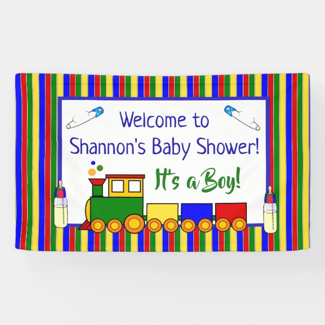 Lona Banner de Baby Shower en el tren Choo Choo (Horizontal)