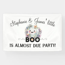 Banner de Baby Shower Floral Little Boo Halloween