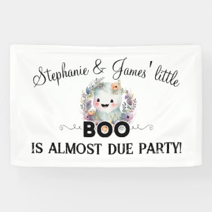 Lona Banner de Baby Shower Floral Little Boo Halloween