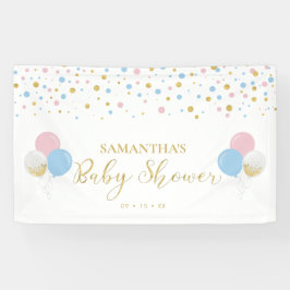 Lona Banner de Baby Shower Gold, Pink & Blue Gender Rev