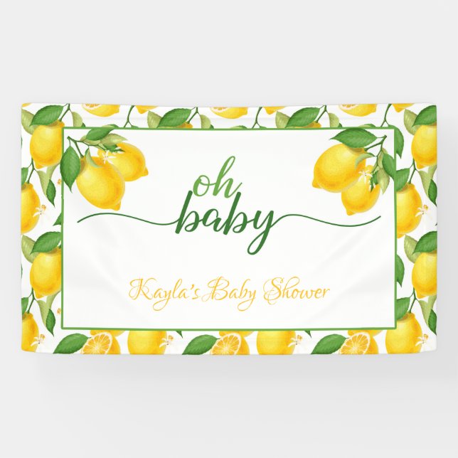 Lona Banner de Baby Shower limón - Oh Baby (Horizontal)
