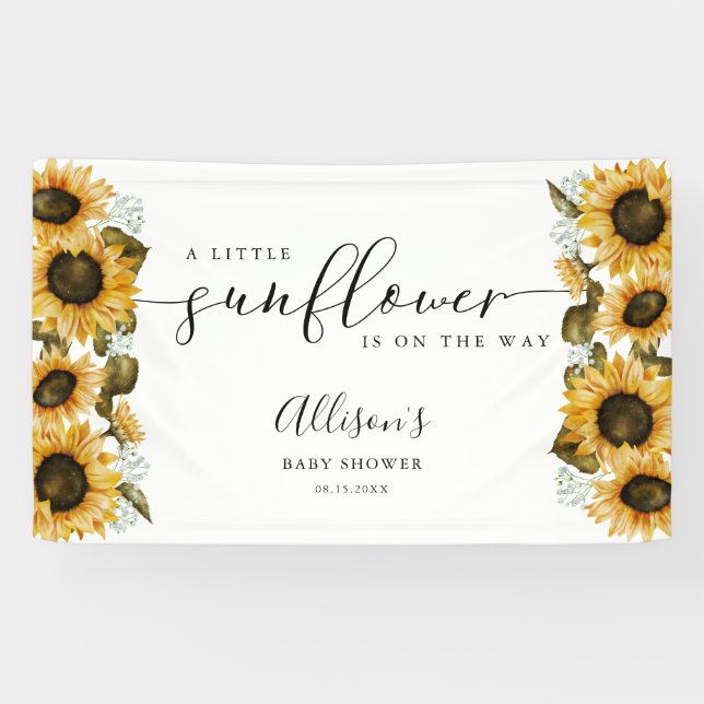 Lona Banner de Baby Shower Little Sunflower (Horizontal)