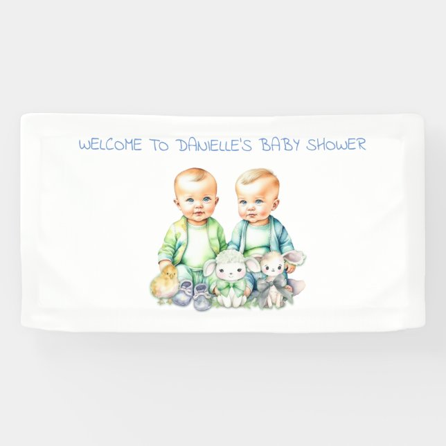 Lona Banner de Baby Shower para la firma de dobles geme (Horizontal)