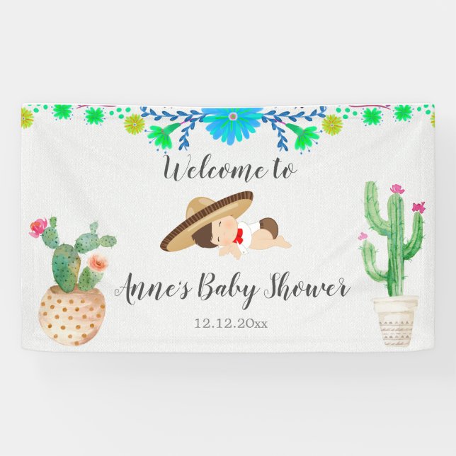 Lona Banner de Baby Shower sobre el bebé mexicano Mucha (Horizontal)