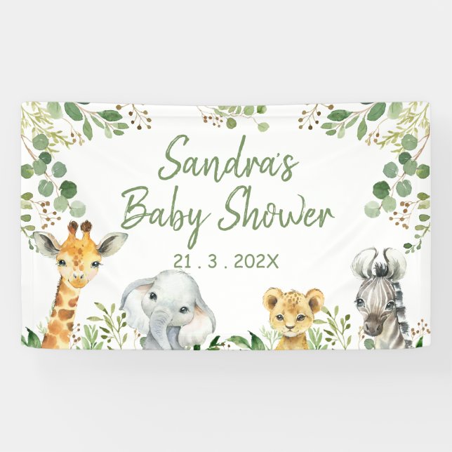 Lona Banner de Baby Shower sobre el Safari neutral de g (Horizontal)