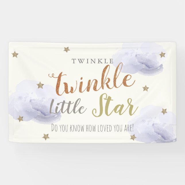 Lona Banner de Baby Shower Twinkle Little Star Lavender (Horizontal)