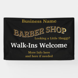 Lona Banner de Barber Shop Black Gold Reopen America