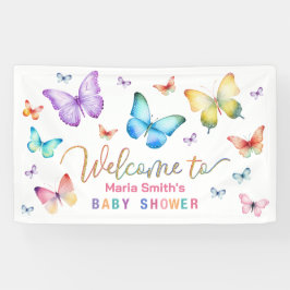 Lona Banner de bienvenida Baby Shower para mariposa