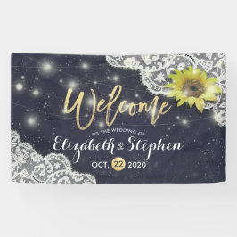 Lona Banner de bienvenida boda Lace Sunflower String Li