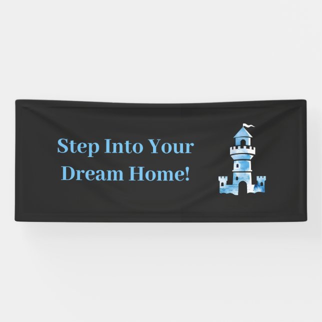 Lona Banner de bienvenida de arte acuarela del castillo (Horizontal)