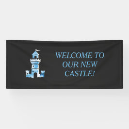 Lona Banner de bienvenida de arte acuarela del castillo