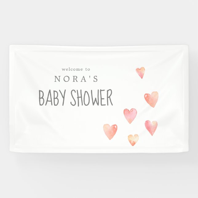 Lona Banner de bienvenida de Baby Shower Chica Watercol (Horizontal)