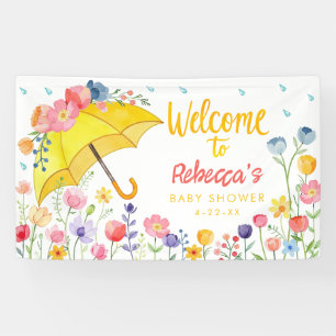 Lona Banner de bienvenida de Baby Shower con flores de 