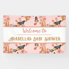 Lona Banner de bienvenida de Baby Shower con mariposa r