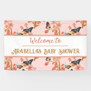 Lona Banner de bienvenida de Baby Shower con mariposa r