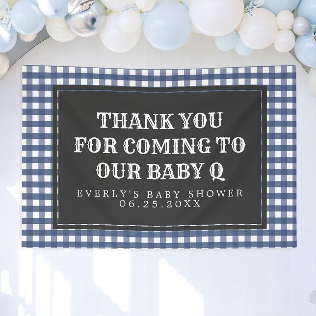 Lona Banner de bienvenida de Baby Shower de Baby Q Navy (Subido por el creador)
