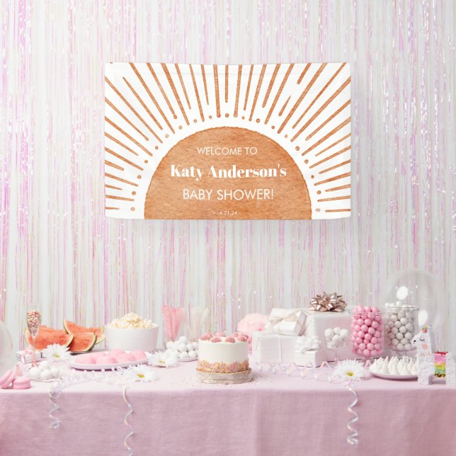 Lona Banner de bienvenida de Baby Shower de Boho Sun (Fiesta)
