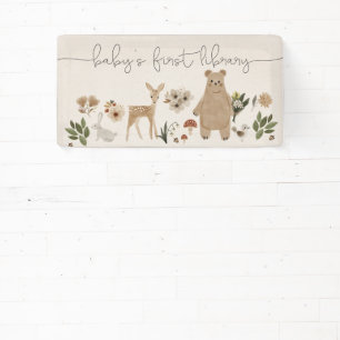 Lona Banner de bienvenida de Baby Shower de Boho Woodla