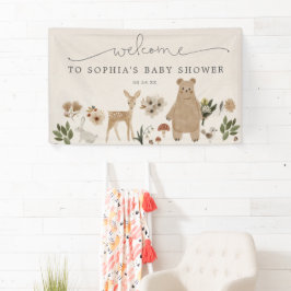 Lona Banner de bienvenida de Baby Shower de Boho Woodla
