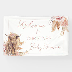 Lona Banner de bienvenida de Baby Shower Floral Boho Co