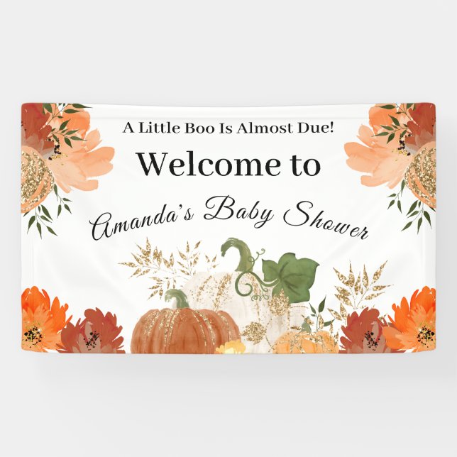Lona Banner de bienvenida de Baby Shower para Naranja d (Horizontal)