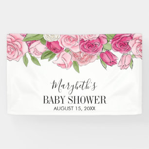 Lona Banner de bienvenida de Baby Shower para Rosas col