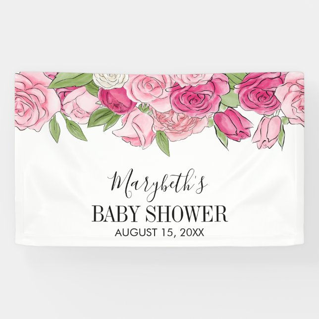 Lona Banner de bienvenida de Baby Shower para Rosas col (Horizontal)
