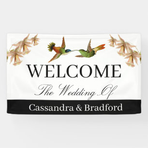 Lona Banner de bienvenida de boda   Acuarela de Humming