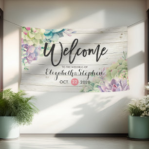 Lona Banner de bienvenida de boda exitoso planta de mad