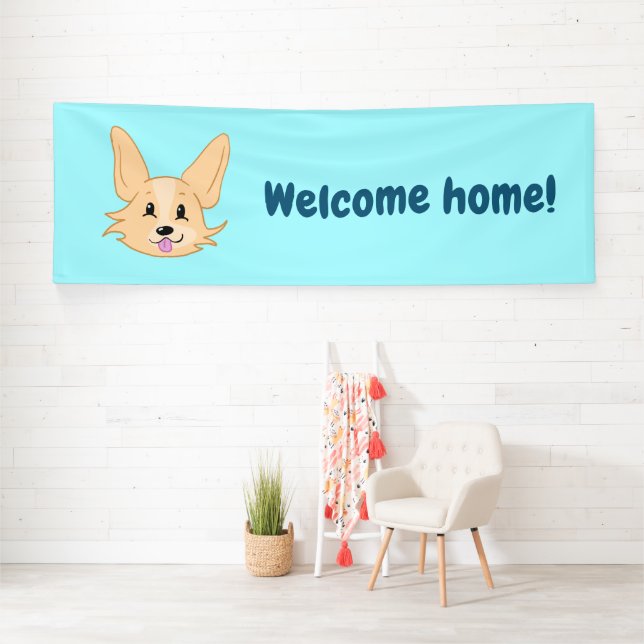 Lona Banner de bienvenida de Cute Corgi (in situ)