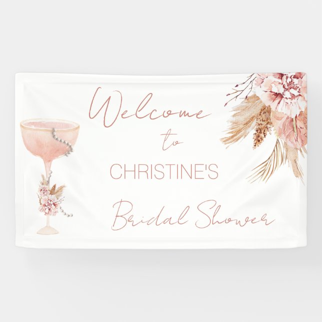 Lona Banner de bienvenida de la ducha de novia Boho Pea (Horizontal)