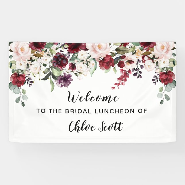 Lona Banner de bienvenida de Novias de Flores Rojas en 