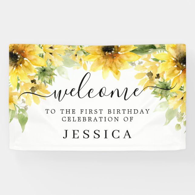 Lona Banner de bienvenida de Sunflower Garden Vinyl Bir (Horizontal)