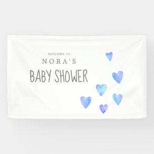 Lona Banner de bienvenida de Watercolor Hearts Boy Baby