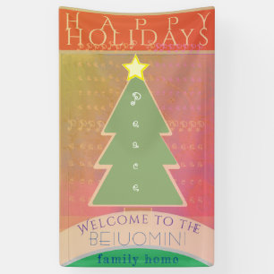 Lona Banner de bienvenida familiar de "Felices Fiestas"