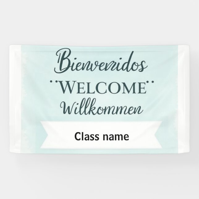 Lona Banner de bienvenida impreso con nombre de clase (Horizontal)