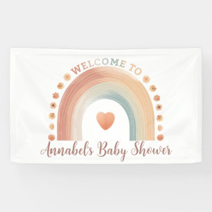 Lona Banner de bienvenida moderno de Boho Rainbow Baby 