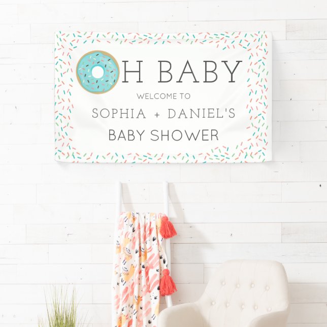 Lona Banner de bienvenida moderno de Donut Baby Shower  (In situ)