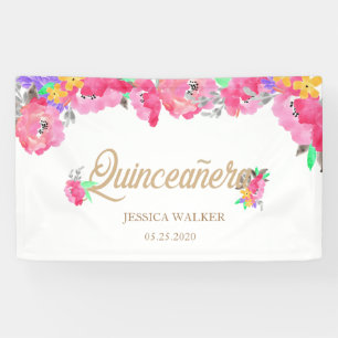 Lona Banner de bienvenida Quinceanera para personas de 