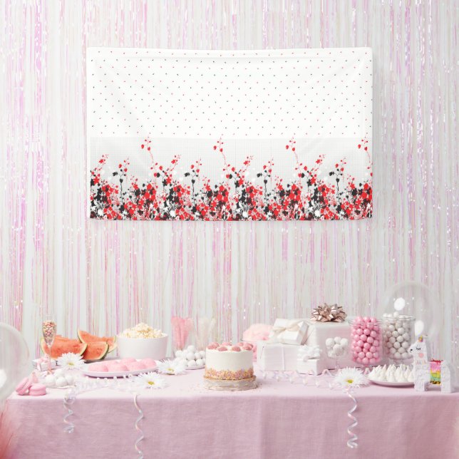 Lona Banner de bienvenida | Rótulo floral personalizado (Fiesta)