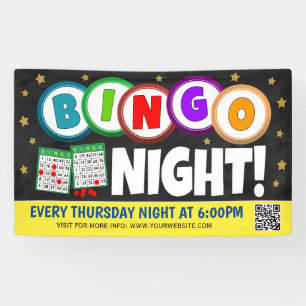 Lona Banner de Bingo Night con código qr