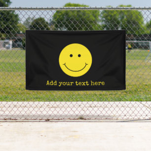 Lona Banner de Black Yellow Smile Grin Face Happy