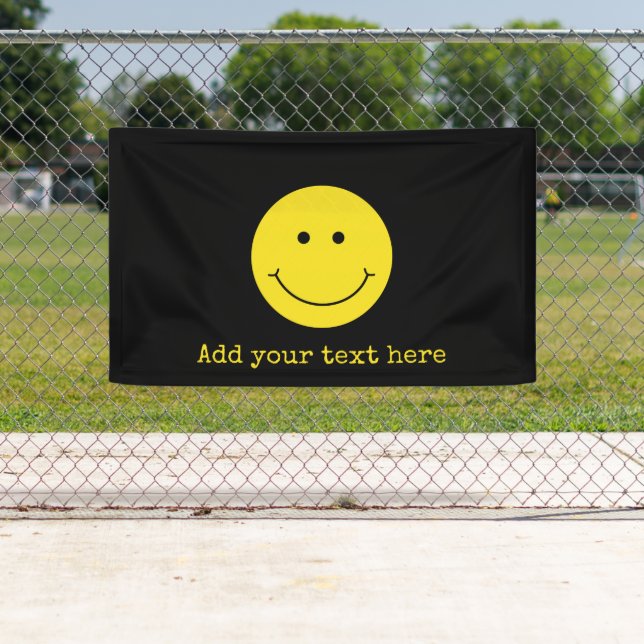 Lona Banner de Black Yellow Smile Grin Face Happy (In situ)