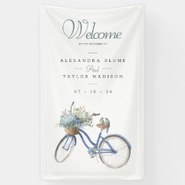 Lona Banner de Boda de acuarela para bicicleta bohemia